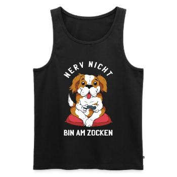 Gehen Sie Ihrem Hund nicht auf die Nerven er zockt - Männer Premium Bio Tank Top - Schwarz - Vorne - Michal (187cm)