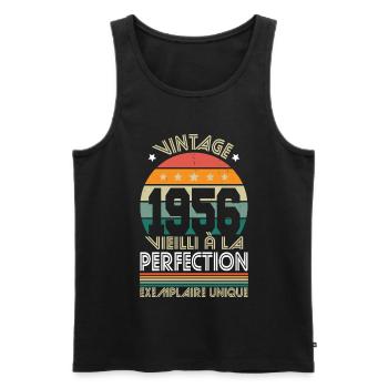 1956 – Vintage – Exemplaire unique - Débardeur bio Premium Homme - noir - Devant - AI Model Male 178 light (178cm)