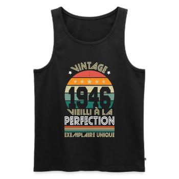 1946 – Vintage – Exemplaire unique - Débardeur bio Premium Homme - noir - Devant - Michal (187cm)