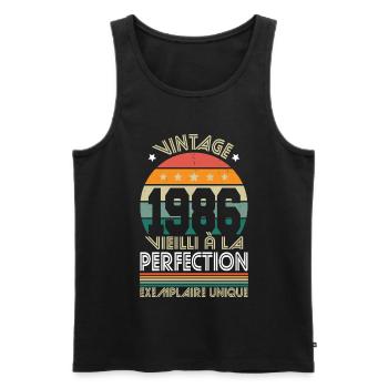 1986 – Vintage – Exemplaire unique - Débardeur bio Premium Homme - noir - Devant - Michal (187cm)