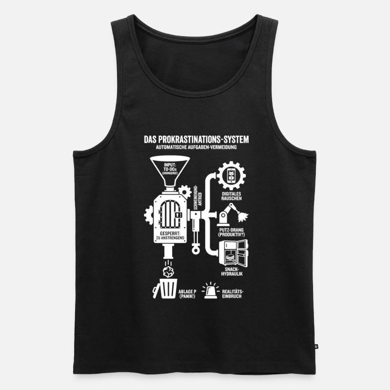 Procrastination System Funny Infographic - Men's Premium Organic Tank Top - black