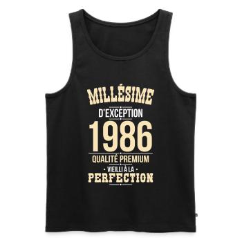 1986 – Millésime d’exception – Qualité premium - Débardeur bio Premium Homme - noir - Devant - Michal (187cm)