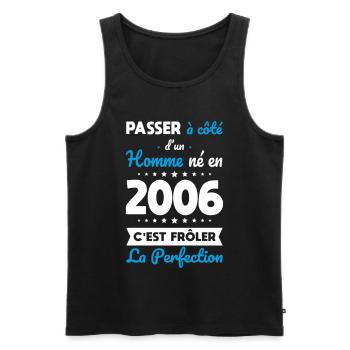 Geboren 2006 – Naht der Perfektion näher - Männer Premium Bio Tank Top - Schwarz - Vorne - AI Model Male 178 light (178cm)