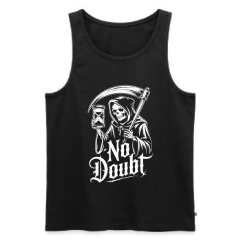 Grim Reaper with Hourglass – No Doubts Saying Gothic - Men's Premium Organic Tank Top - black - Front - AI Model Male 178 light (178cm)