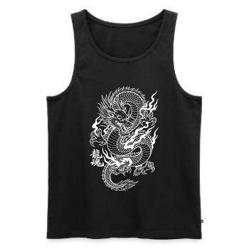 Traditioneller asiatischer Drache einfarbig  - Männer Premium Bio Tank Top - Schwarz - Vorne - AI Model Male 178 light (178cm)