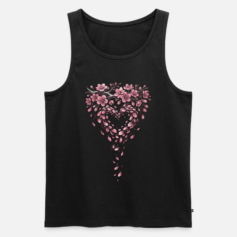Kirschblüten Sakura Kirschblüte - Männer Premium Bio Tank Top - Schwarz