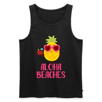Aloha Beaches Cool Pineapple Beach Holiday Summer Motif - Men's Premium Organic Tank Top - black - Front - AI Model Male 178 light (178cm)