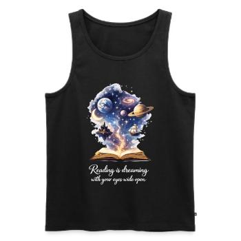 Lire, c’est rêver - Magic Book & Stars - Débardeur bio Premium Homme - noir - Devant - AI Model Male 178 light (178cm)