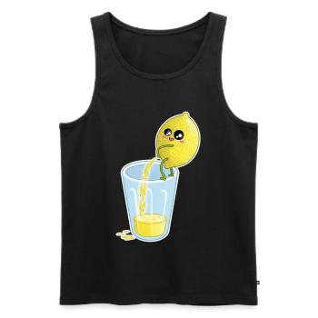 Zitrone macht Saft – Lustiger Cartoon - Männer Premium Bio Tank Top - Schwarz - Vorne - Michal (187cm)