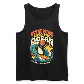Pinguin im Urlaub – Out of Office - Männer Premium Bio Tank Top - Schwarz - Vorne - Michal (187cm)