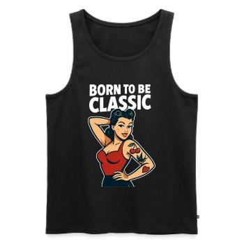 T-shirt rétro classique de la fille pin-up née pour être - Débardeur bio Premium Homme - noir - Devant - Michal (187cm)