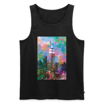04 Good Morning NEW YORK ! Posters Margarita Art - Débardeur bio Premium Homme - noir - Devant - AI Model Male 178 light (178cm)