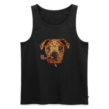 Chien peau girafe fumant la pipe - Débardeur bio Premium Homme - noir - Devant - Michal (187cm)