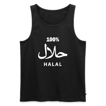 Halal - Men's Premium Organic Tank Top - black - Front - AI Model Male 178 light (178cm)