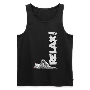Relax Cat Yoga Gymnastics Chill Meditation - Men's Premium Organic Tank Top - black - Front - AI Model Male 178 light (178cm)