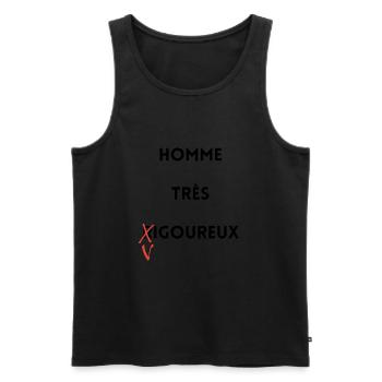 Homme très vigoureux - Débardeur bio Premium Homme - noir - Devant - AI Model Male 178 light (178cm)