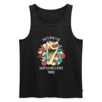Harfe Geschenk Musikinstrument Musiker Zupfen - Männer Premium Bio Tank Top - Schwarz - Vorne - Michal (187cm)
