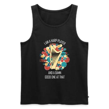 Harfe Geschenk Musikinstrument Musiker Zupfen - Männer Premium Bio Tank Top - Schwarz - Vorne - Michal (187cm)