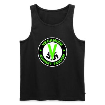 Veganism against Fascism - Männer Premium Bio Tank Top - Schwarz - Vorne - AI Model Male 178 light (178cm)