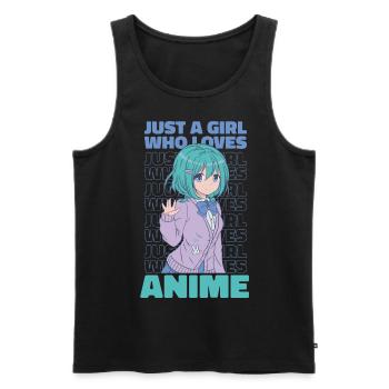 Juste une fille qui aime Anime Anime Girl Anime Merch - Débardeur bio Premium Homme - noir - Devant - AI Model Male 178 light (178cm)