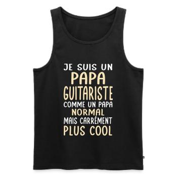 Papa guitariste comme papa normal plus cool - Débardeur bio Premium Homme - noir - Devant - Michal (187cm)