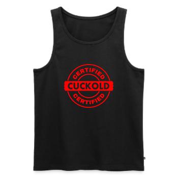 certified cuckold - Men's Premium Organic Tank Top - black - Front - AI Model Male 178 light (178cm)