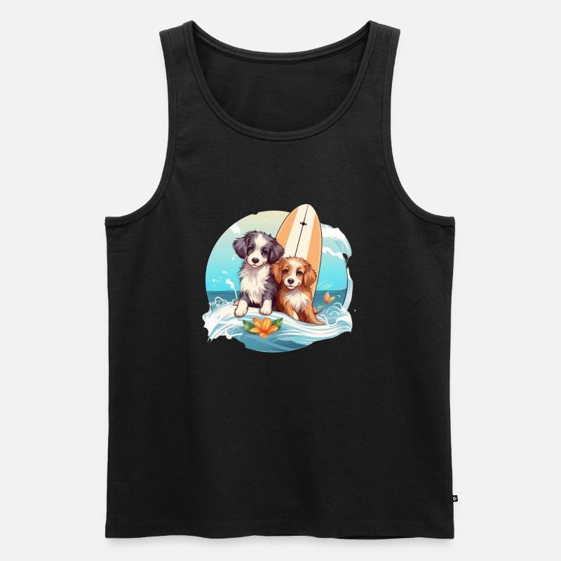 Deux chiens de surf - Débardeur bio Premium Homme - noir
