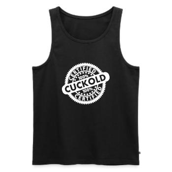 cuckold - Männer Premium Bio Tank Top - Schwarz - Vorne - AI Model Male 178 light (178cm)