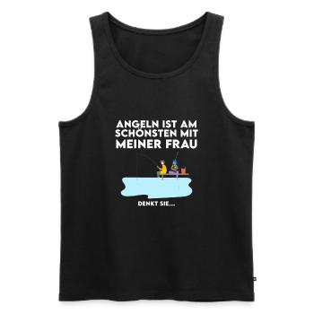 Angeln ist am schönsten mit meiner Frau - Angler - Männer Premium Bio Tank Top - Schwarz - Vorne - AI Model Male 178 light (178cm)