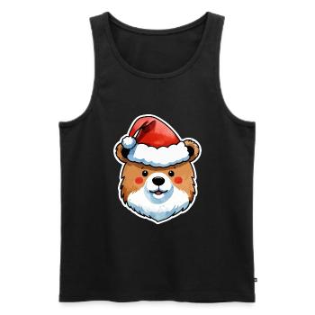Dessin de Noël Ours - Débardeur bio Premium Homme - noir - Devant - AI Model Male 178 light (178cm)