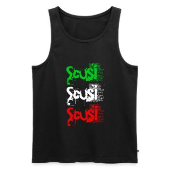 Scusi - italienische Flagge - Männer Premium Bio Tank Top - Schwarz - Vorne - AI Model Male 178 light (178cm)
