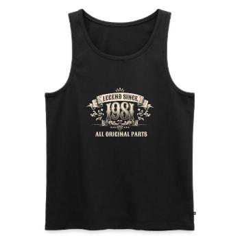 Retro Vintage Birthday Legend Since 1981 - Männer Premium Bio Tank Top - Schwarz - Vorne - Michal (187cm)