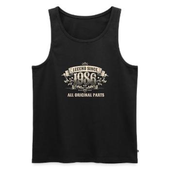 Retro Vintage Legend Since 1986 Original Parts - Männer Premium Bio Tank Top - Schwarz - Vorne - AI Model Male 178 light (178cm)