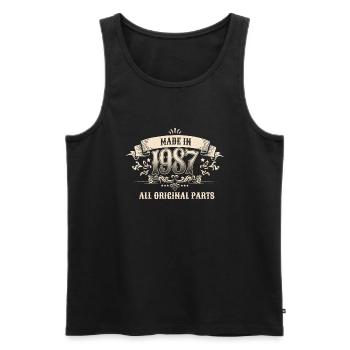 Retro Vintage Birthday Made 1987 Original Parts - Männer Premium Bio Tank Top - Schwarz - Vorne - AI Model Male 178 light (178cm)