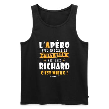 Richard Cadeau Humour personnalisé cadeau Richard - Débardeur bio Premium Homme - noir - Devant - AI Model Male 178 light (178cm)