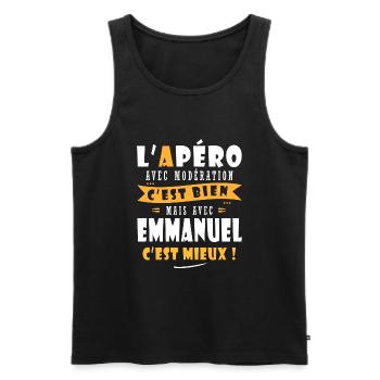 Emmanuel cadeau Humour cadeau emmanuel - Débardeur bio Premium Homme - noir - Devant - Michal (187cm)