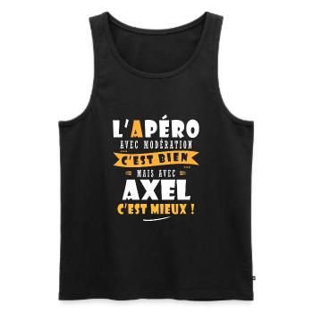 Axel Cadeau Humour personnalisé cadeau axel. - Débardeur bio Premium Homme - noir - Devant - Michal (187cm)