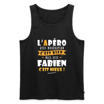 Fabien cadeau Humour personnalisé cadeau fabien - Débardeur bio Premium Homme - noir - Devant - Michal (187cm)