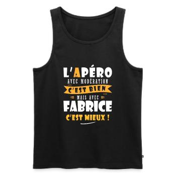 Fabrice cadeau Humour personnalisé cadeau fabrice - Débardeur bio Premium Homme - noir - Devant - AI Model Male 178 light (178cm)