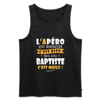 Baptiste cadeau Humour cadeau baptiste - Débardeur bio Premium Homme - noir - Devant - Michal (187cm)