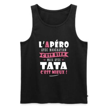 Tata Cadeau tati Humour cadeau tante - Débardeur bio Premium Homme - noir - Devant - Michal (187cm)