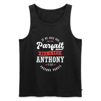 Anthony Parfait Cadeau prenom anthony - Débardeur bio Premium Homme - noir - Devant - AI Model Male 178 light (178cm)