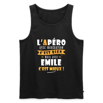 Emile cadeau Humour personnalisé cadeau emile - Débardeur bio Premium Homme - noir - Devant - Michal (187cm)