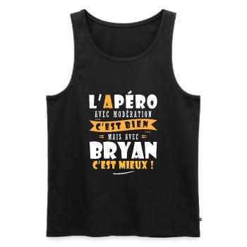 Bryan Apero T shirt Humour personnalisé bryan - Débardeur bio Premium Homme - noir - Devant - AI Model Male 178 light (178cm)