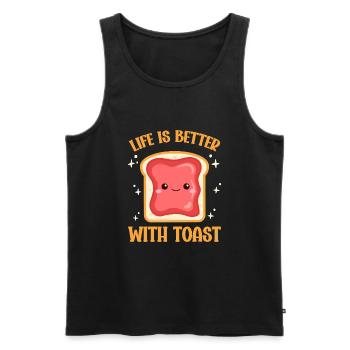 Life Is Better With Toast - Men's Premium Organic Tank Top - black - Front - Michal (187cm)