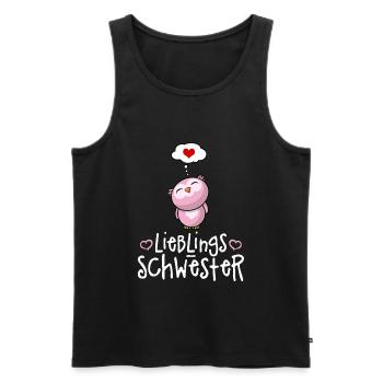 Lieblingsschwester mit Herz - Beste Schwester Eule - Männer Premium Bio Tank Top - Schwarz - Vorne - Michal (187cm)