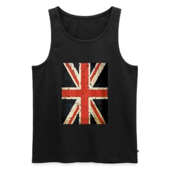 Drapeau britannique de l’Union Jack - Débardeur bio Premium Homme - noir - Devant - AI Model Male 178 light (178cm)