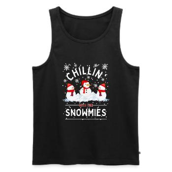 "Chillin With The Snowmmies" Winter Snowman - Men's Premium Organic Tank Top - black - Front - AI Model Male 178 light (178cm)