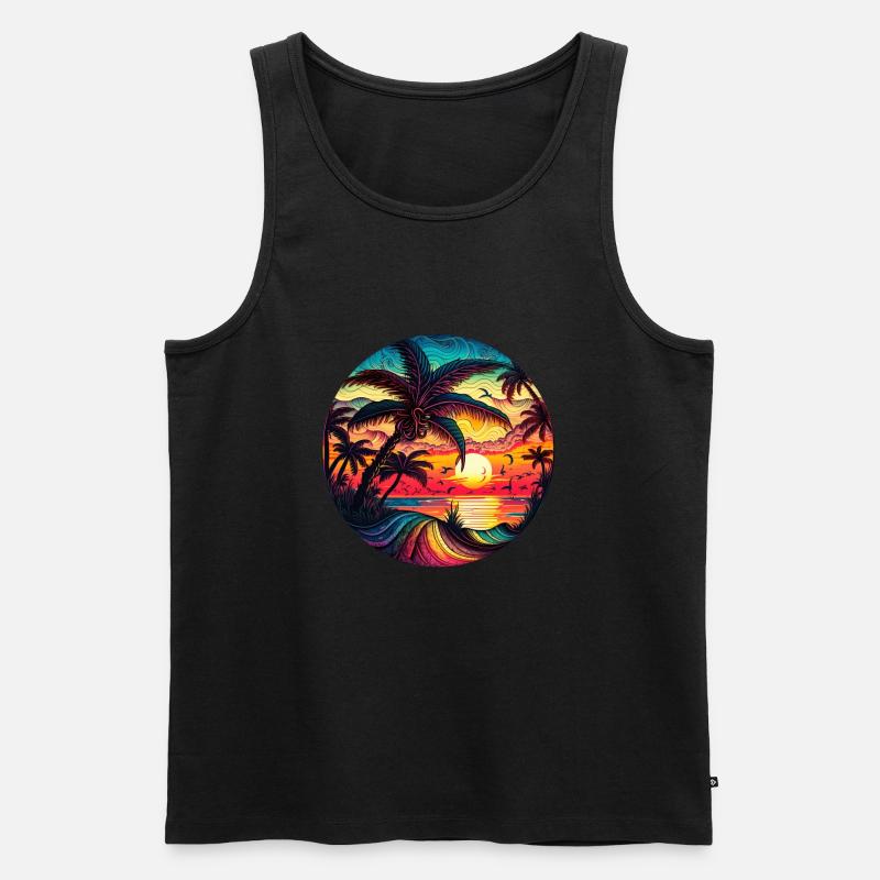 Sunset Over The Ocean - Männer Premium Bio Tank Top - Schwarz