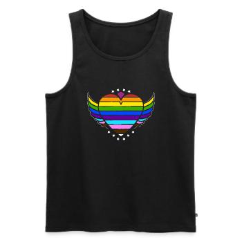 Rainbow Connection Embrace, Happy Pride - Männer Premium Bio Tank Top - Schwarz - Vorne - AI Model Male 178 light (178cm)
